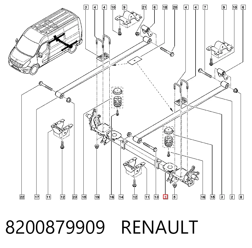 Puente trasero para Renault Master III EV, HV, UV