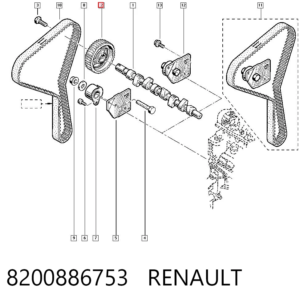 8200886753 Renault (RVI) Engranaje árbol de levas