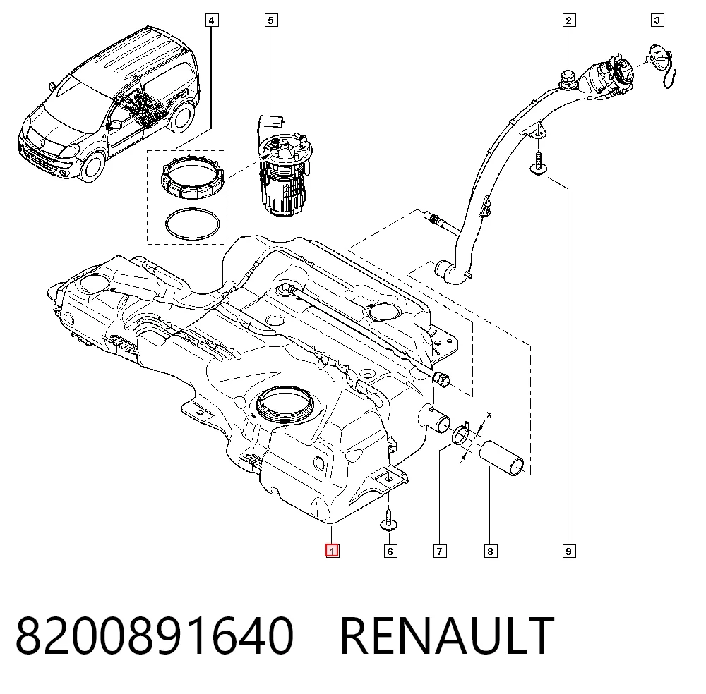 Tanque de combustible para Renault Kangoo II FW0