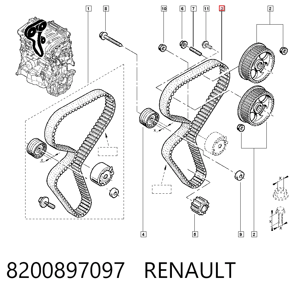 Correa de distribución para Renault Laguna I (B56, 556)