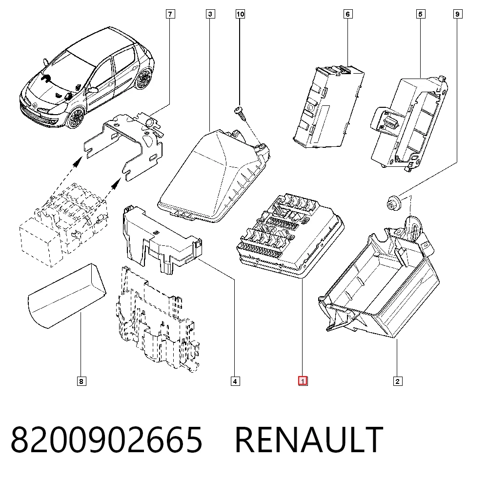 Caja de fusibles 8200902665 RENAULT