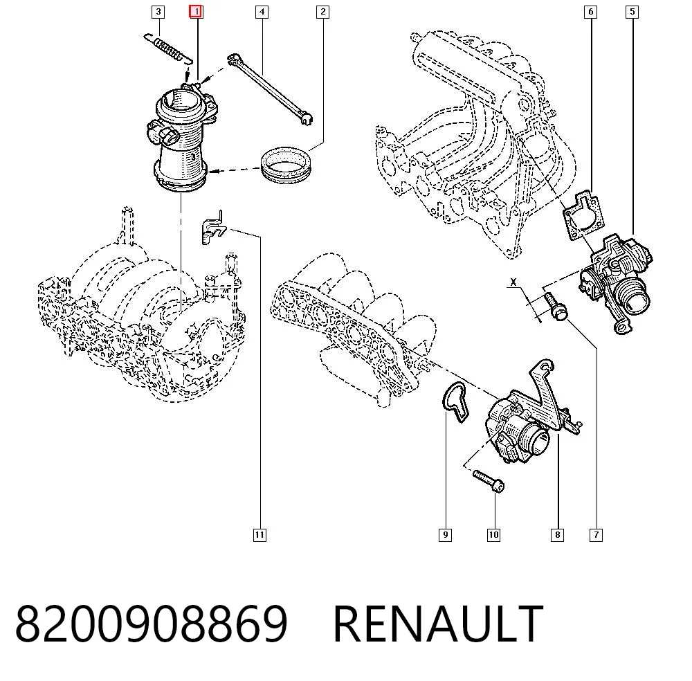 8200908869 Renault (RVI) Mariposa de admisión