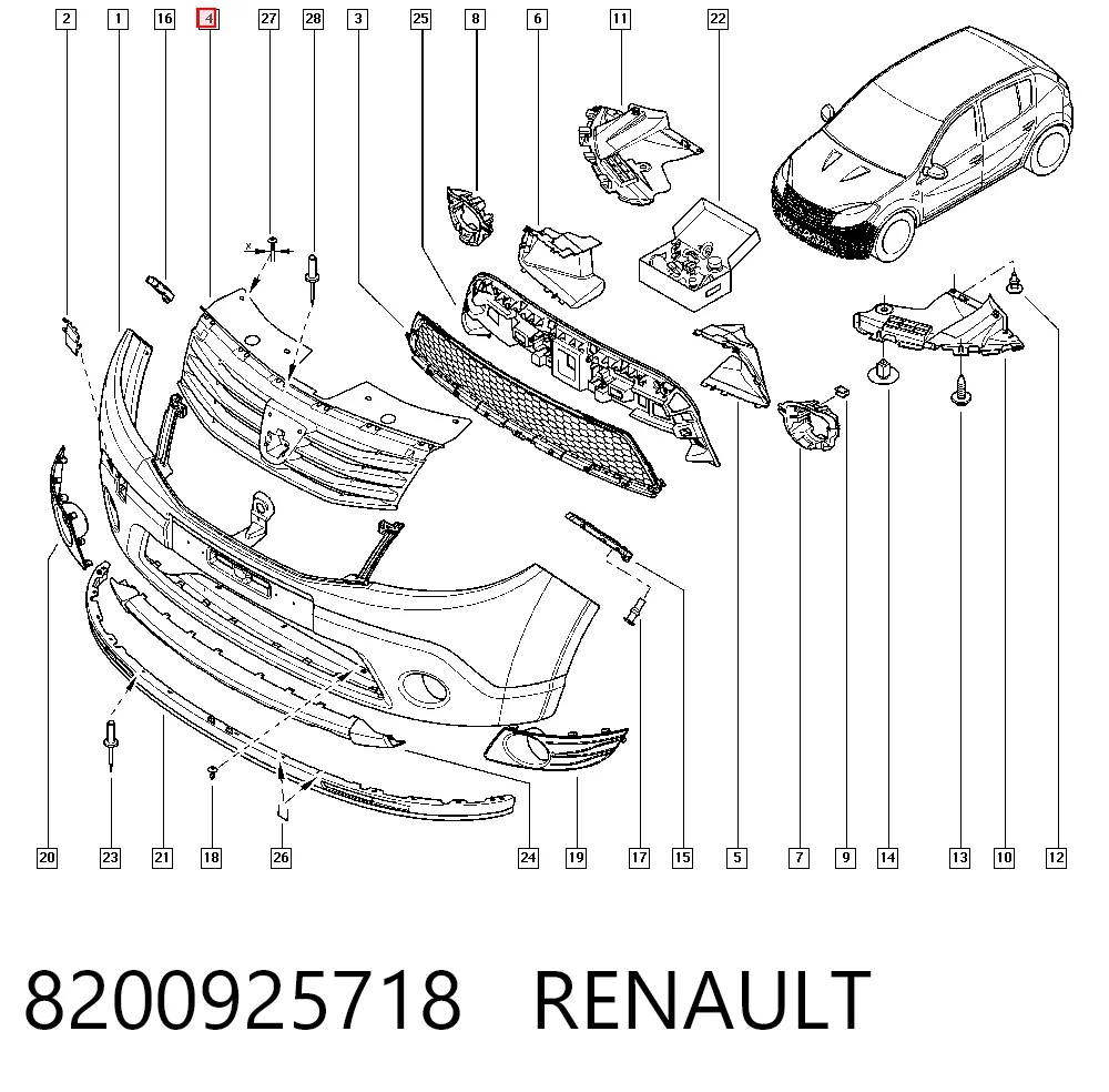 Rejilla de radiador 8200925718 RENAULT