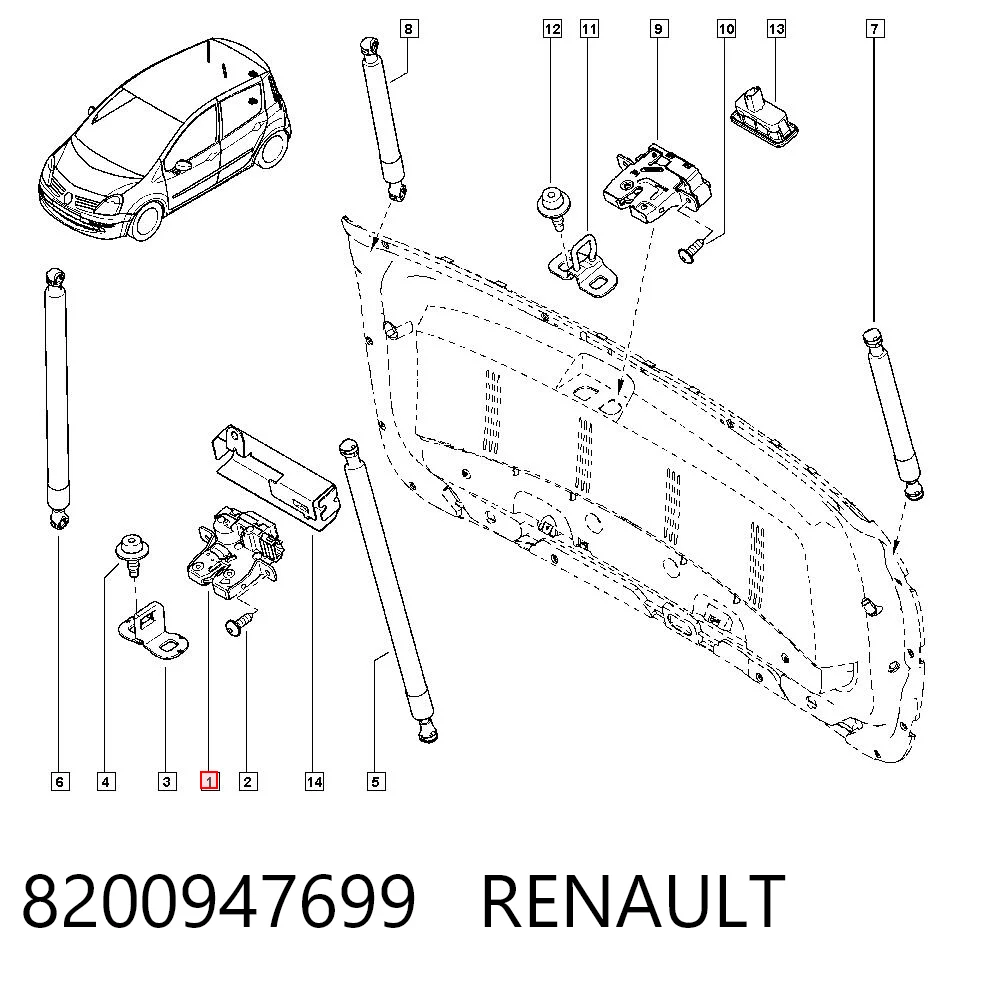 8200947699 Renault (RVI) Cierre del maletero