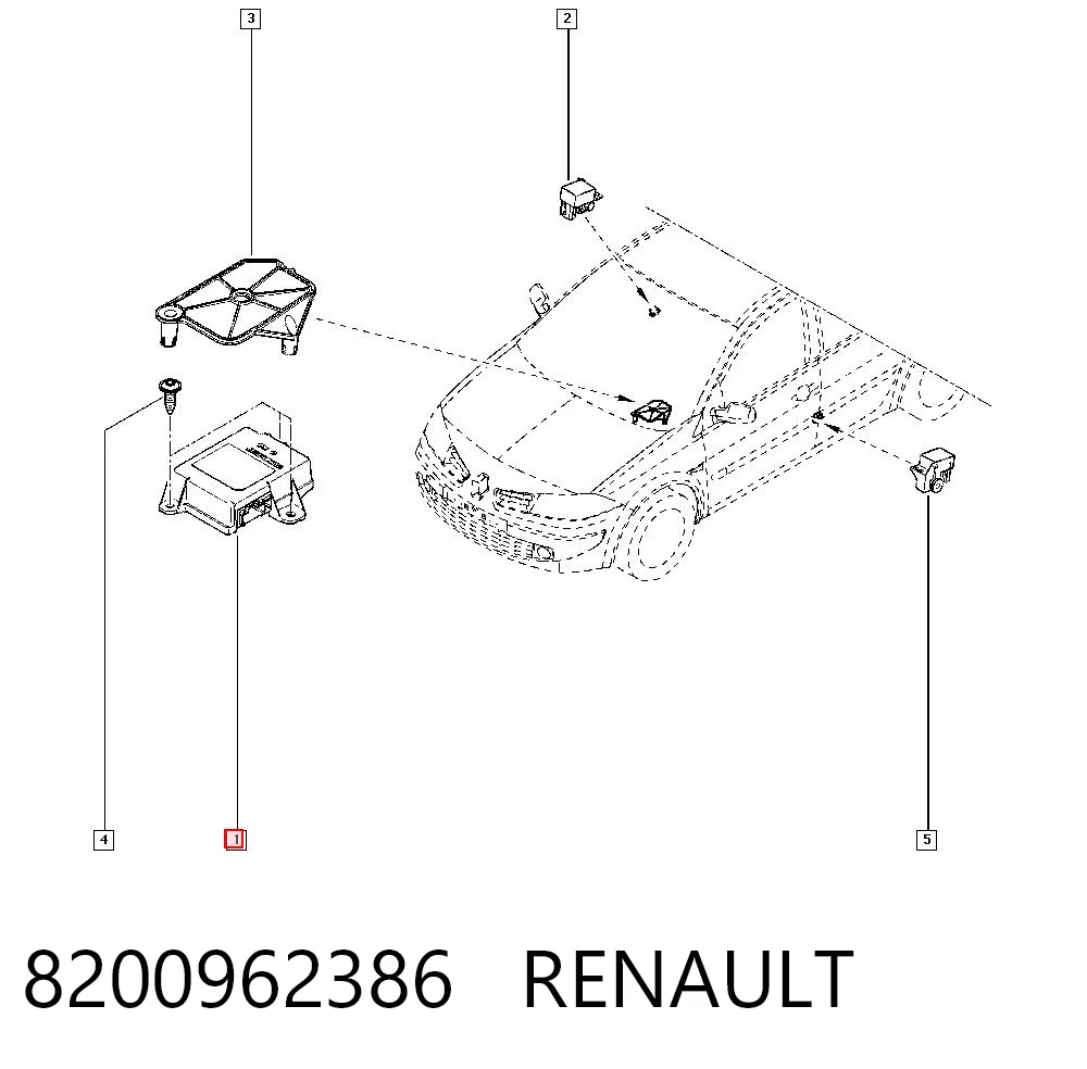Módulo de control de airbag 8200962386 RENAULT