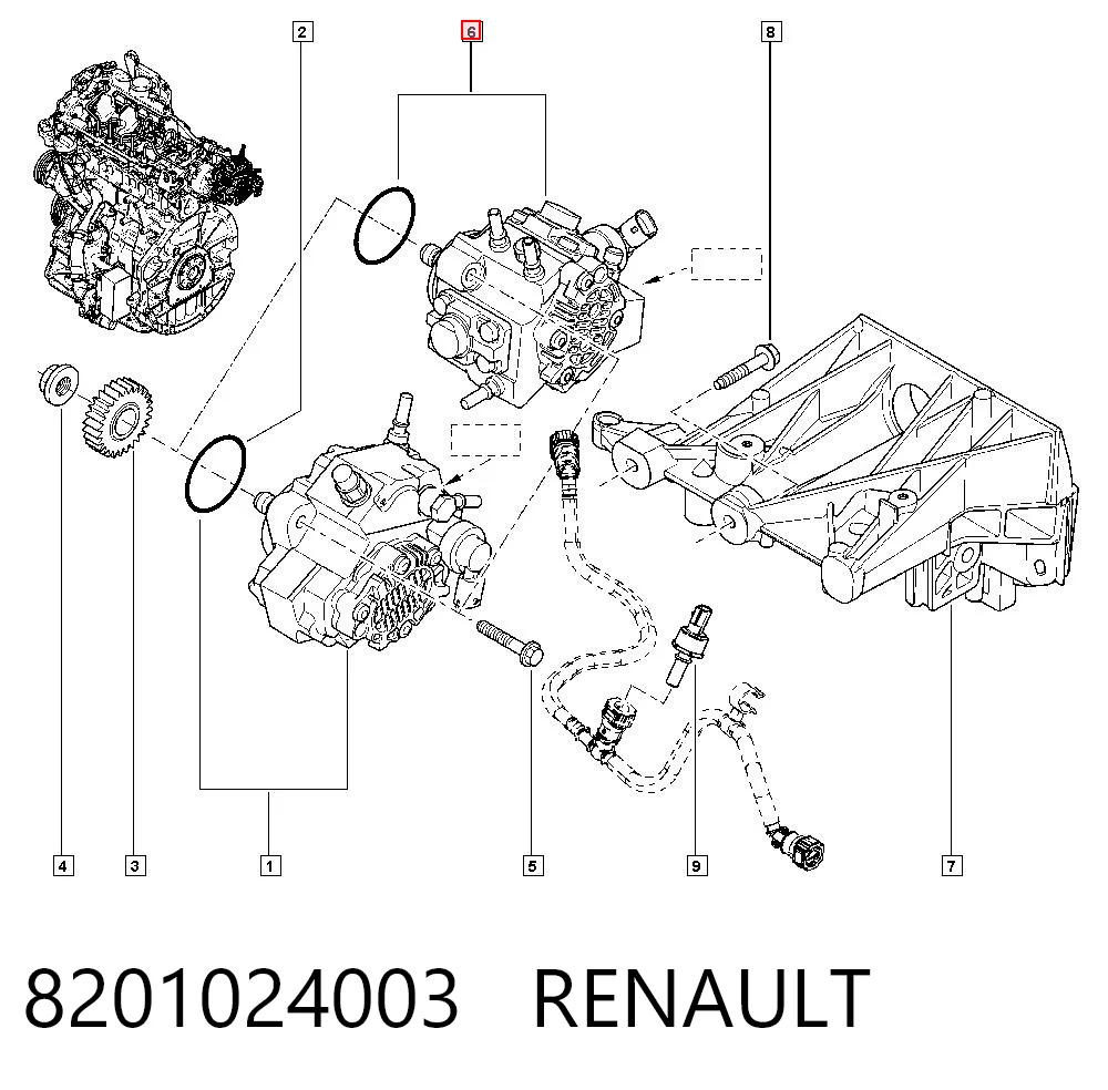 Bomba de alta presión de combustible 8201024003 RENAULT