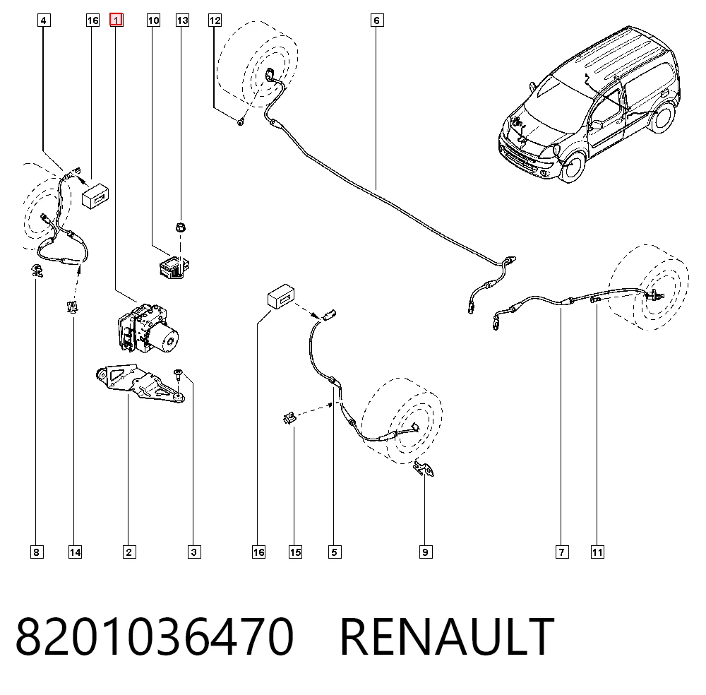 Unidad de control ABS hidráulico para Renault Kangoo II FW0