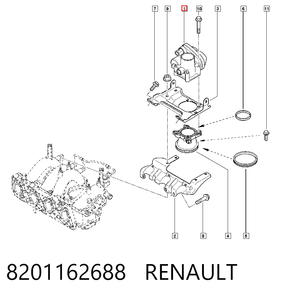 8201162688 Renault (RVI) Mariposa de admisión