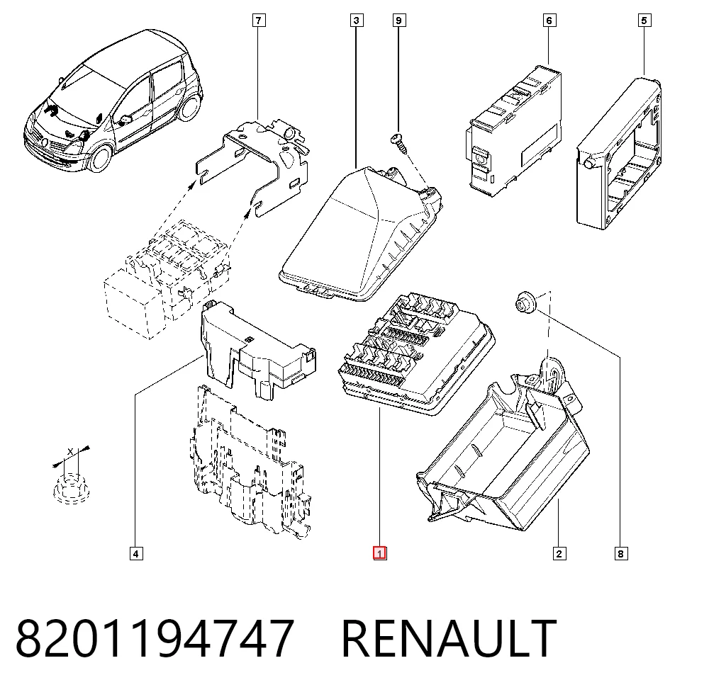Caja de fusibles 8201194747 RENAULT