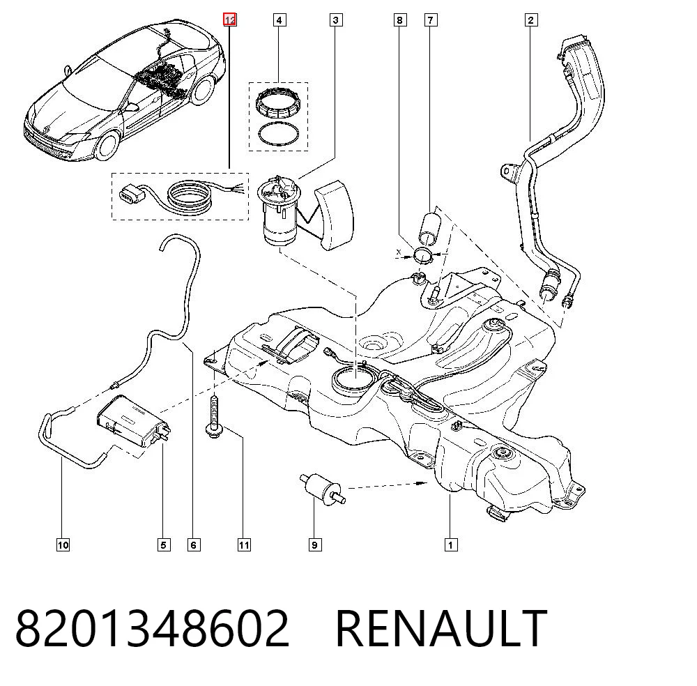 8201348602 Renault (RVI) Conector de la bomba de combustible