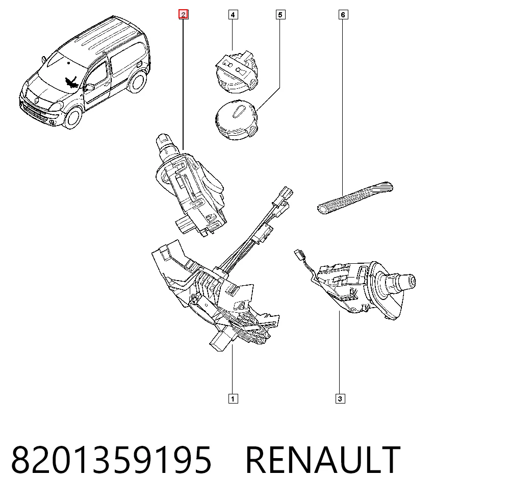 8201359195 Renault (RVI) Conmutador derecho de la columna de dirección