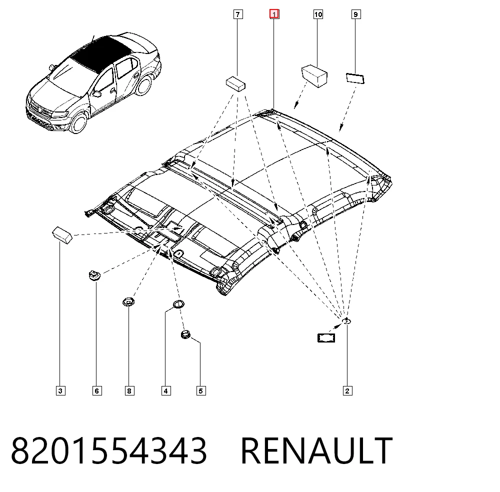 Guarnecido de techo Renault LOGAN II sedán (L52) (2012 - 2026) precio, desde 629,57 EUR