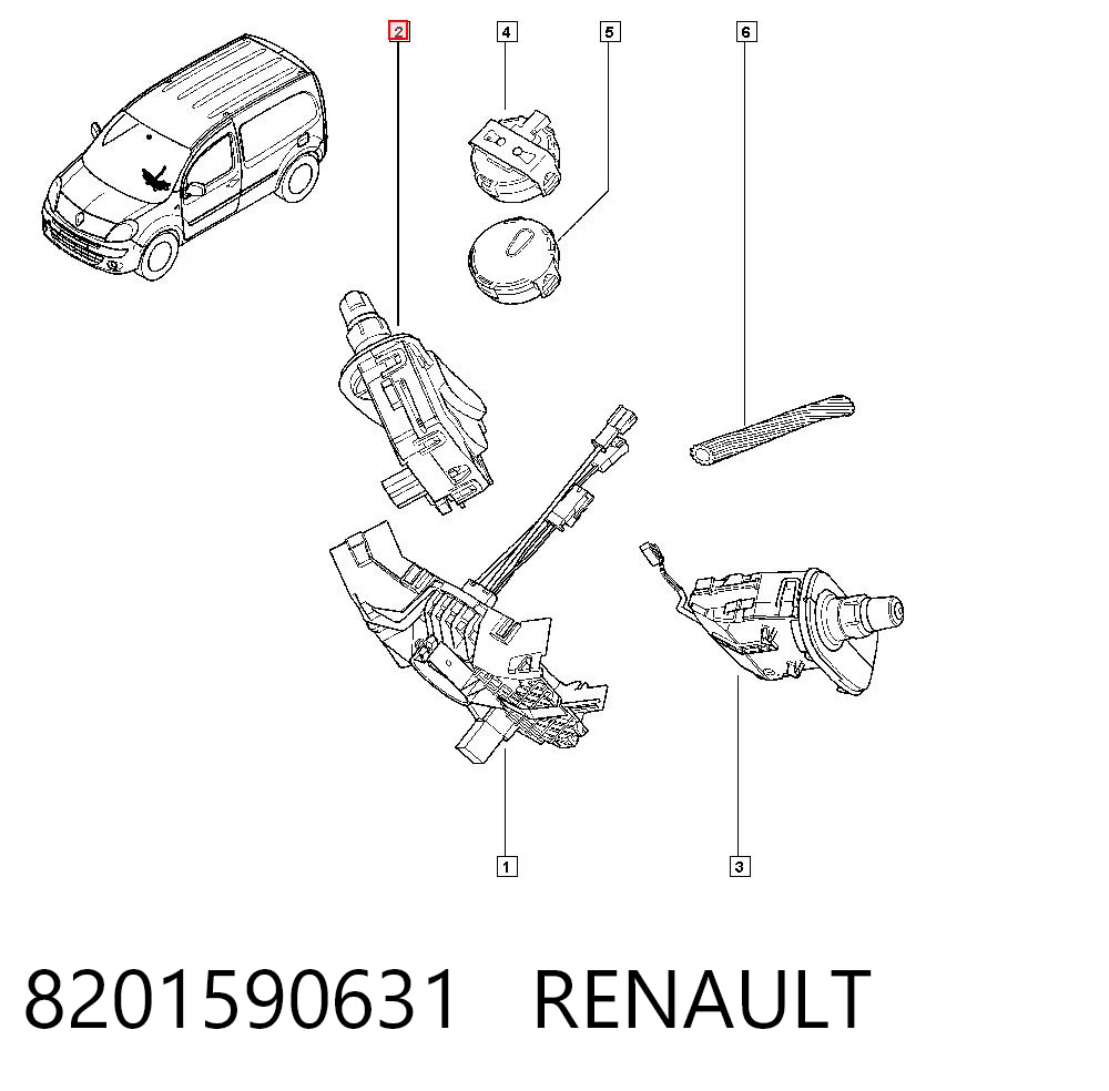 8201590631 Renault (RVI) Conmutador derecho de la columna de dirección
