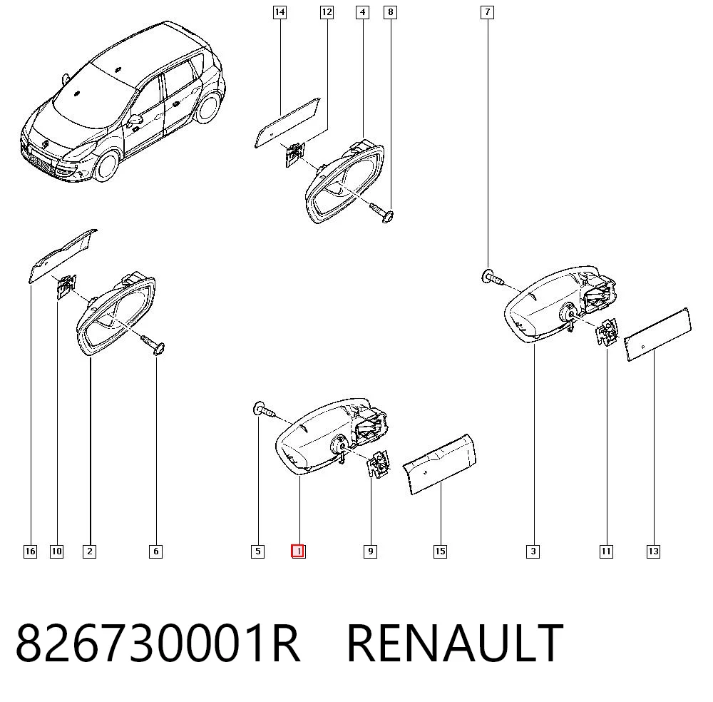 826730001R Renault (RVI) Manija interior izquierda delantera/trasera de puerta