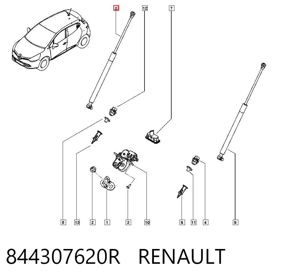 844307620R Renault (RVI) Amortiguador de porton