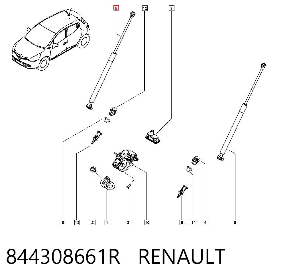 844308661R Renault (RVI) Amortiguador de porton