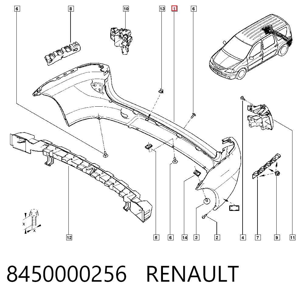 Parachoques trasero 8450000256 RENAULT