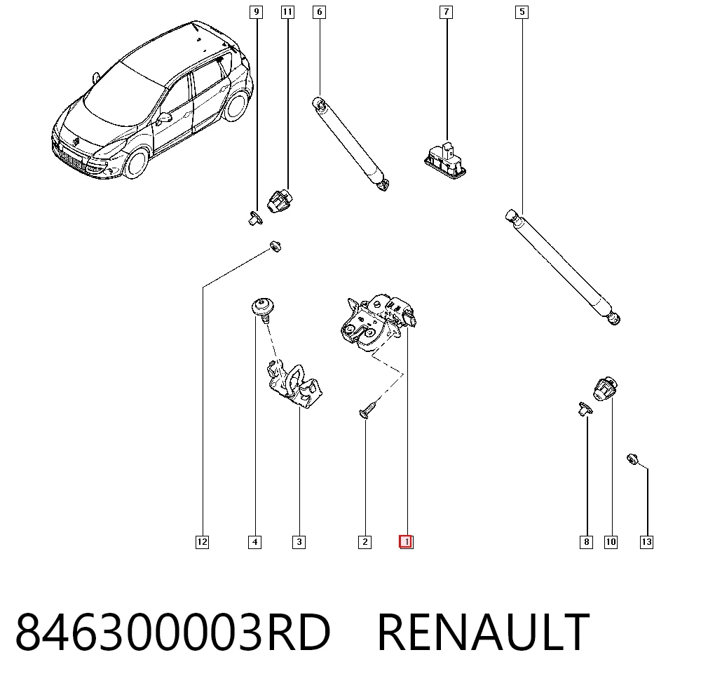 Cerradura de puerta trasera Renault DUSTER II