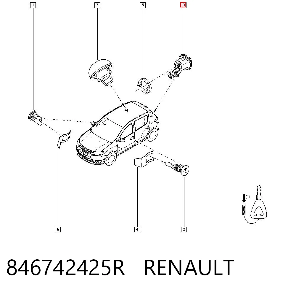 Comprar Cilindro de cerradura de portón trasero Renault LOGAN II K8 a bajo precio