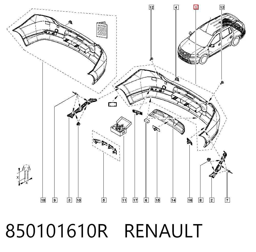  Parachoques trasero Renault LOGAN 