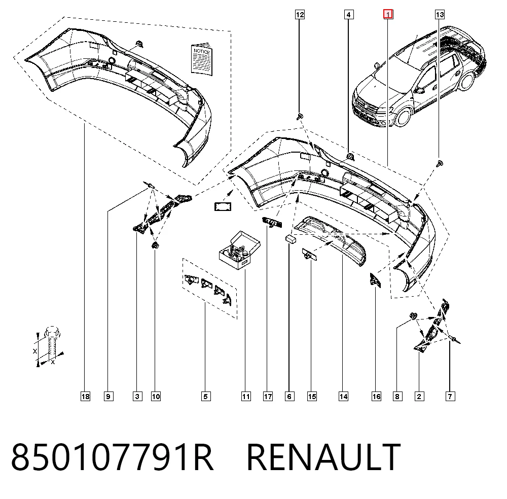 Comprar Parachoques trasero Renault LOGAN II K8 a bajo precio