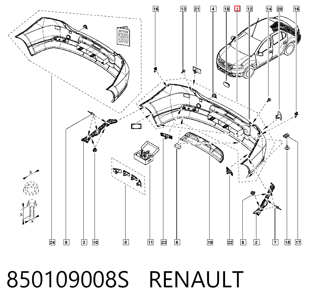 Paragolpes trasero Renault LOGAN II