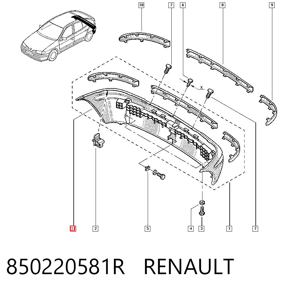 Defensa trasero para Renault Megane I BA0, BA1