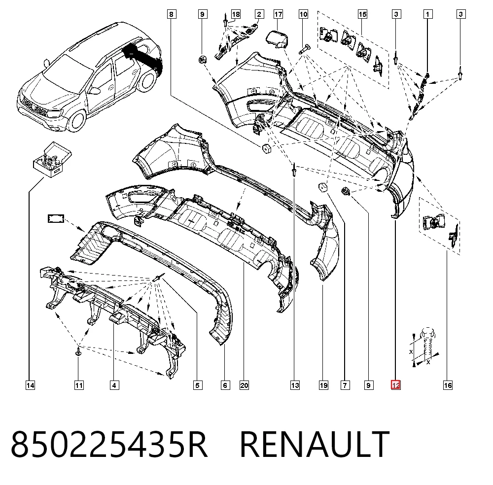 Parachoques trasero para Dacia Duster HM