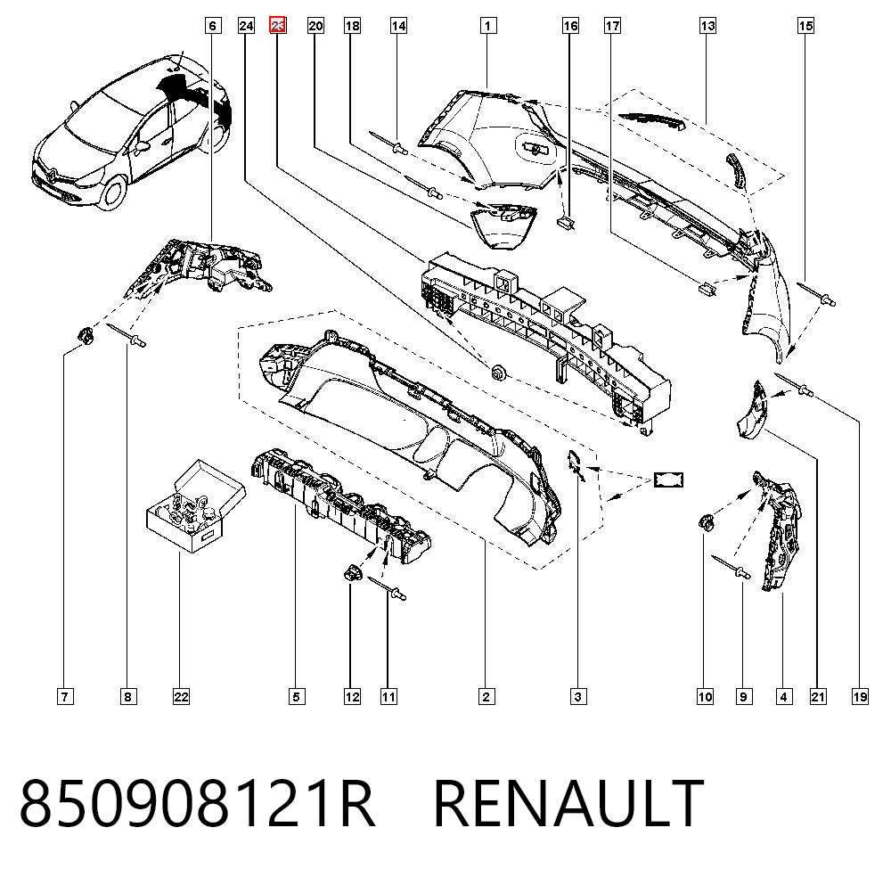 Refuerzo parachoques trasero para Renault Clio BH