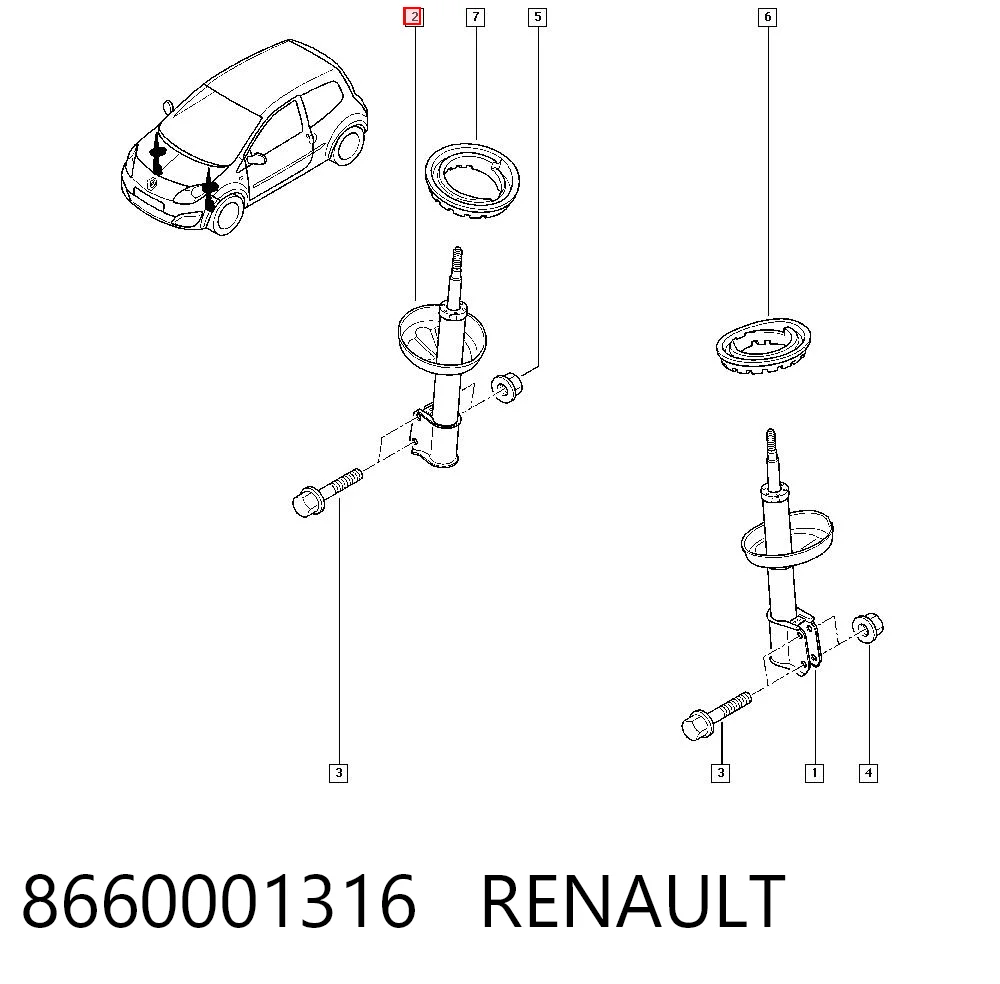 Amortiguador delantero 8660001316 RENAULT