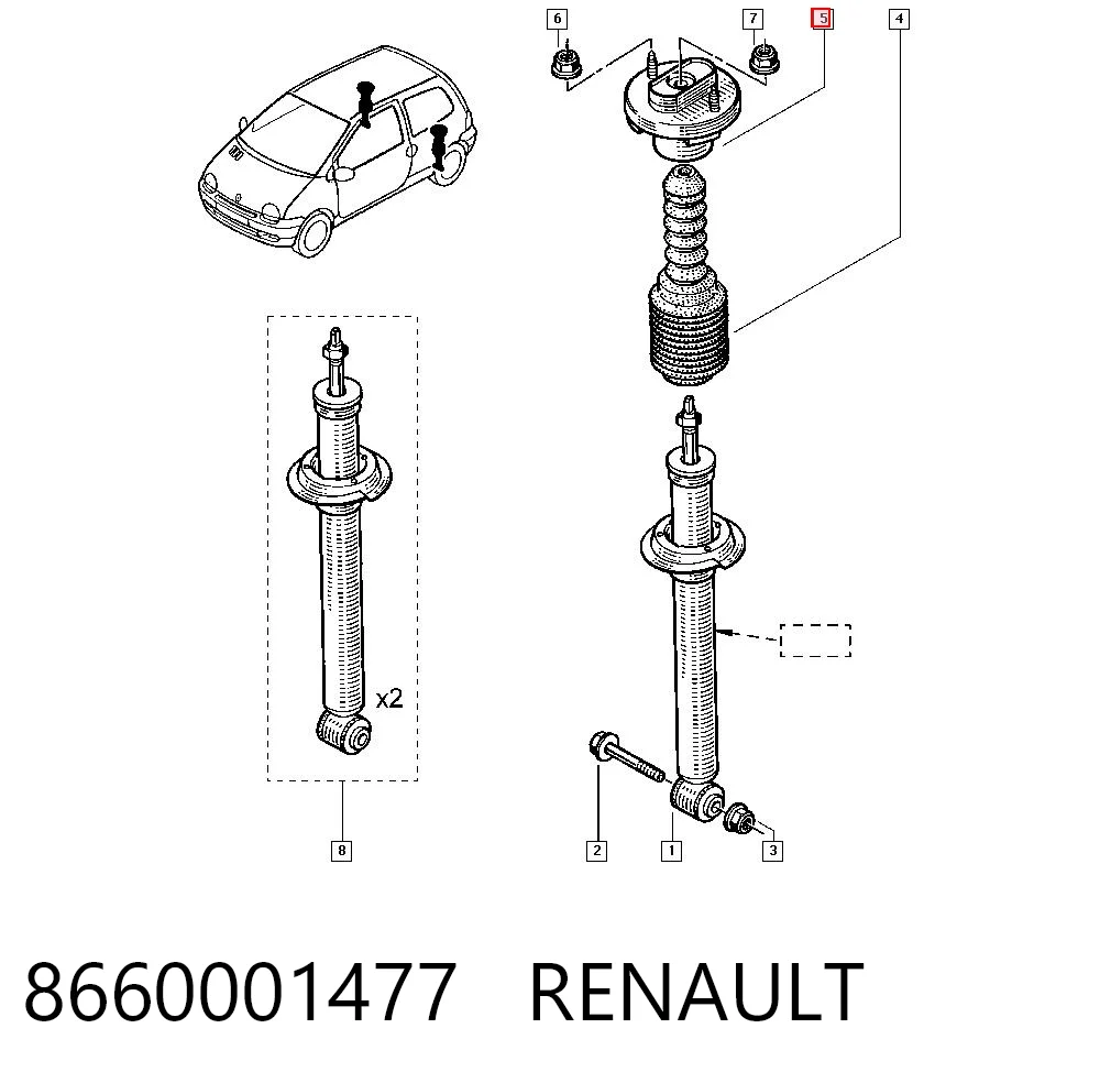 Copelas trasero Renault Twingo I (C06)