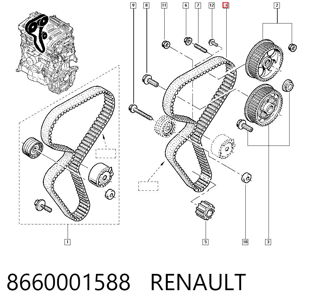 Correa de distribución 8660001588 RENAULT