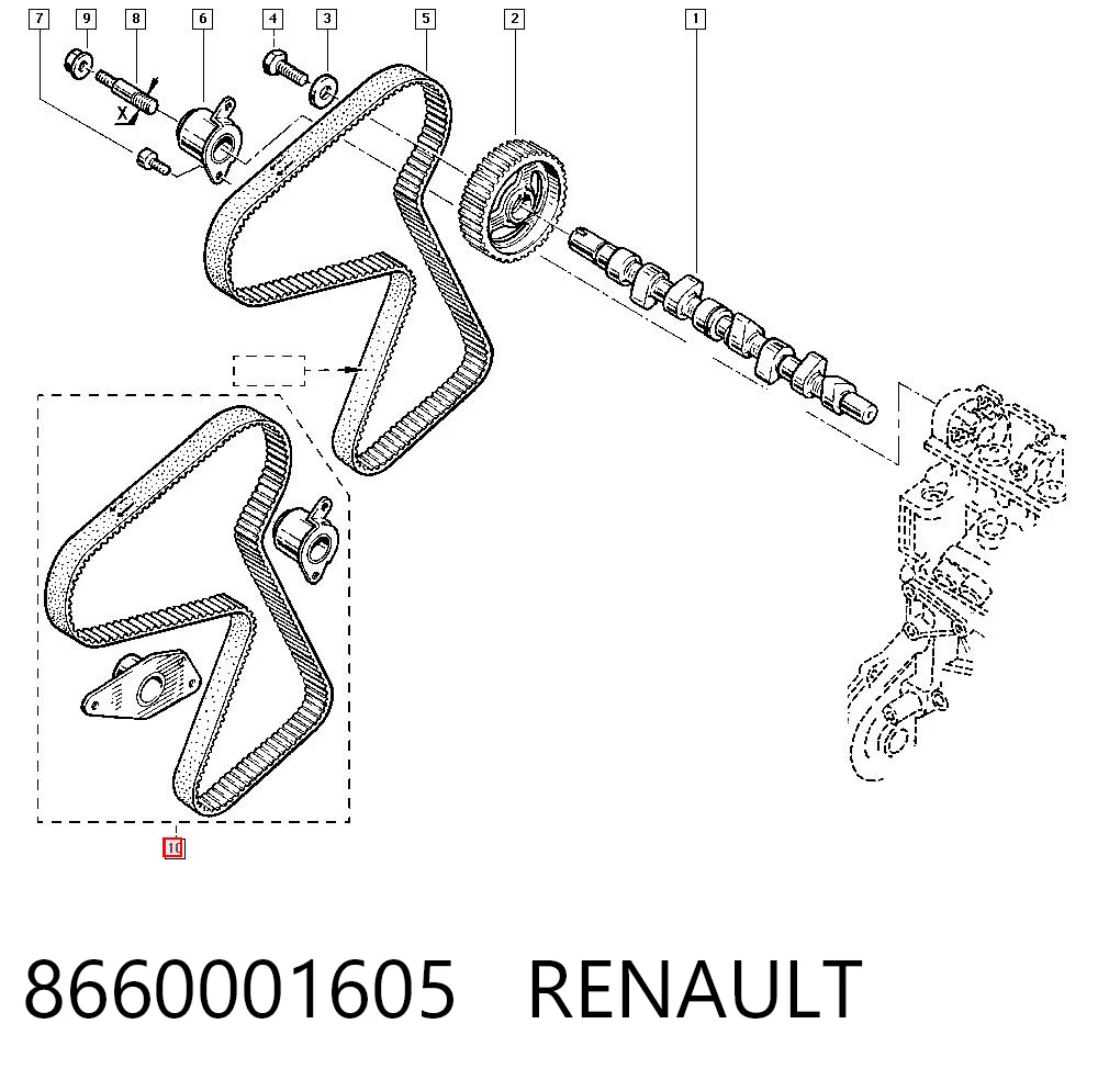 Correa de distribución 8660001605 RENAULT