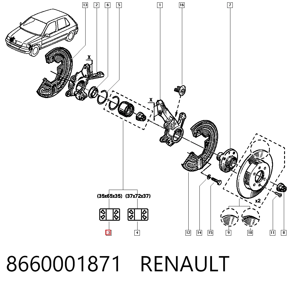 Rodamientos de rueda delantero Renault 9  (1981-1988)