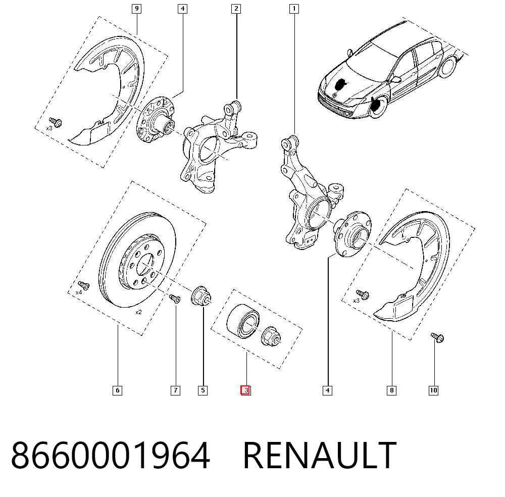 Rodamiento de rueda delantero Renault Laguna III hatchback comprar en España