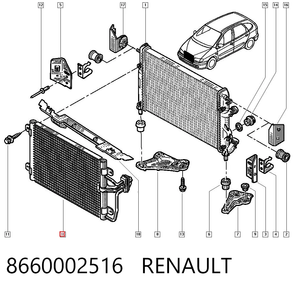Condensador aire acondicionado Renault Megane I (EA0, EA1)