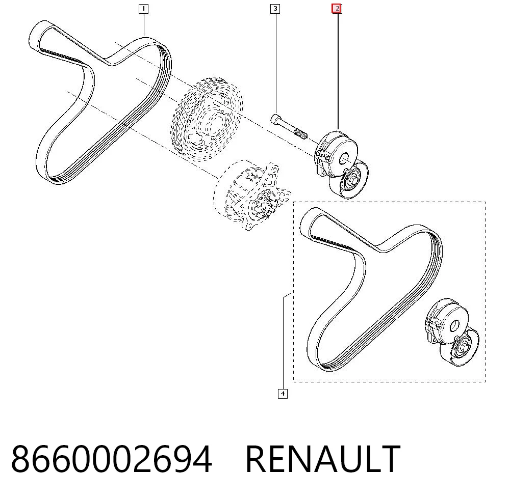 Tensor de correa de accesorios 8660002694 RENAULT