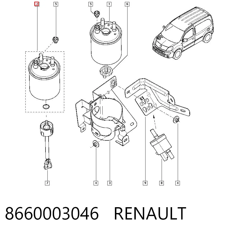 Filtro de combustible 8660003046 RENAULT