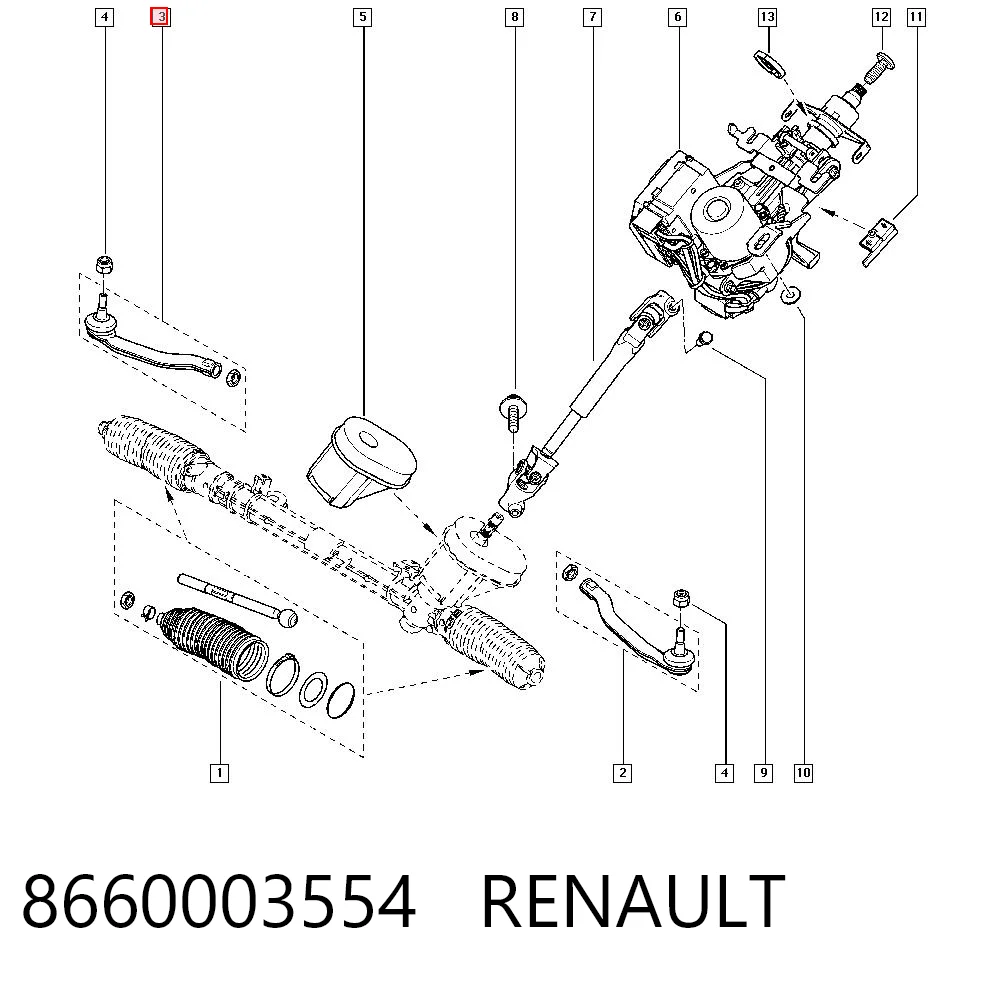 Rótula exterior de la barra de dirección 8660003554 RENAULT