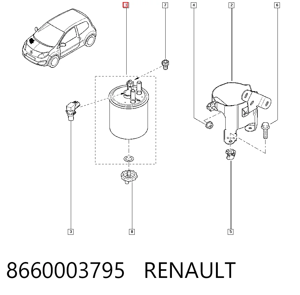 Filtro de combustible 8660003795 RENAULT