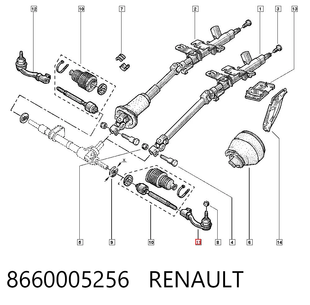 Rótula exterior de la barra de dirección 8660005256 RENAULT
