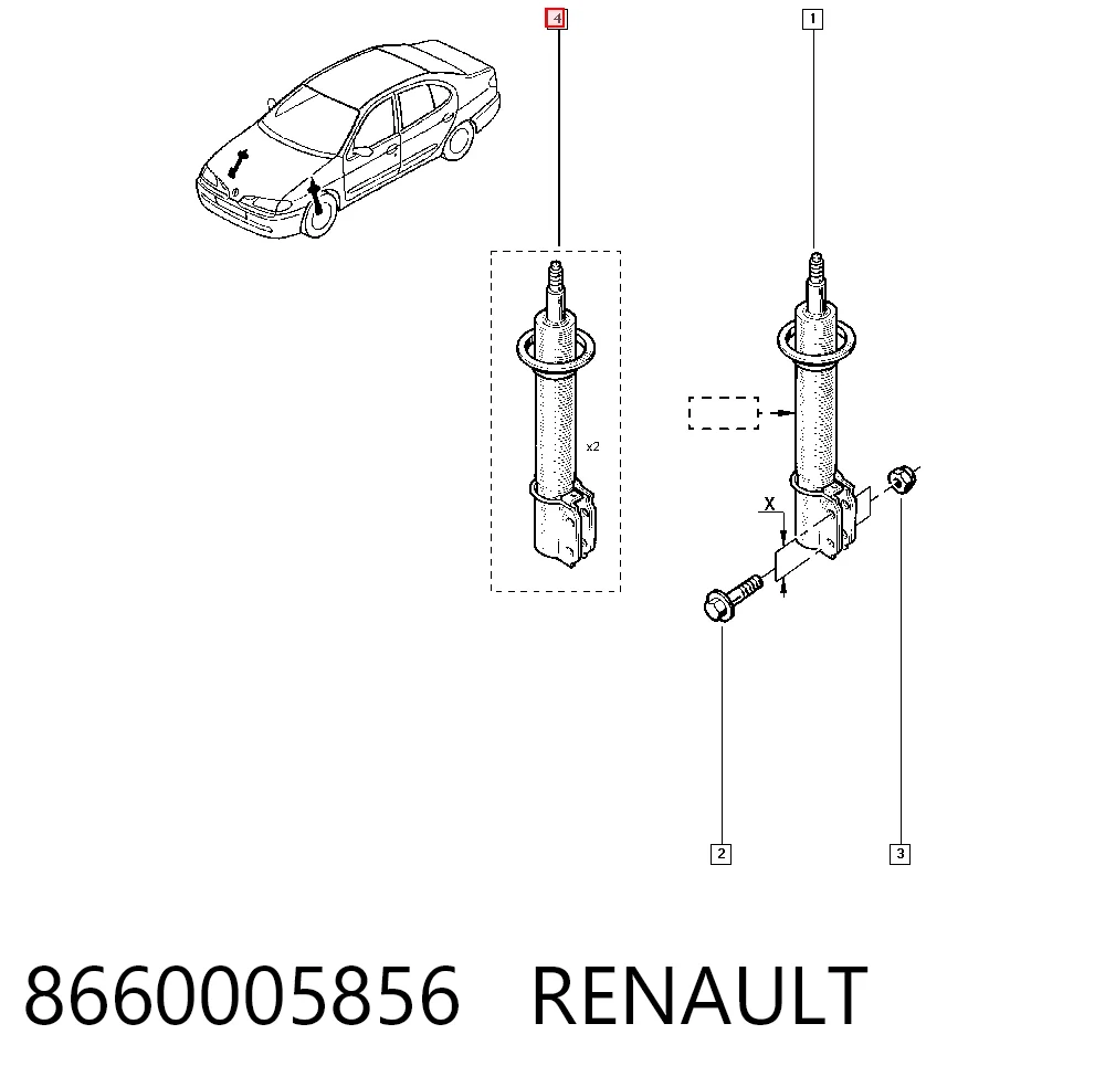 Amortiguador delantero 8660005856 RENAULT