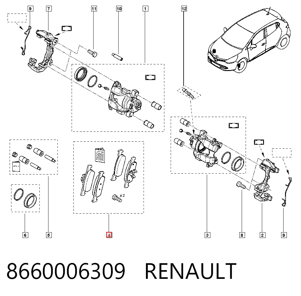 Pastillas de freno delanteras de disco 8660006309 RENAULT