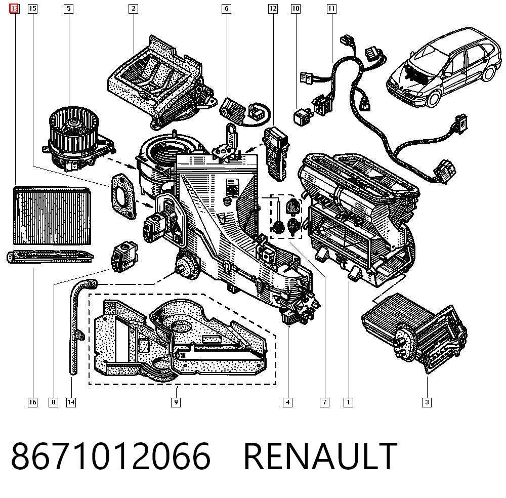 Filtro de habitáculo 8671012066 RENAULT