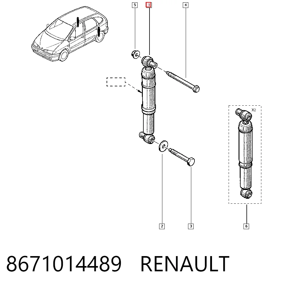 Amortiguador trasero 8671014489 RENAULT