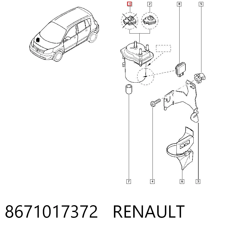 Filtro de combustible 8671017372 RENAULT
