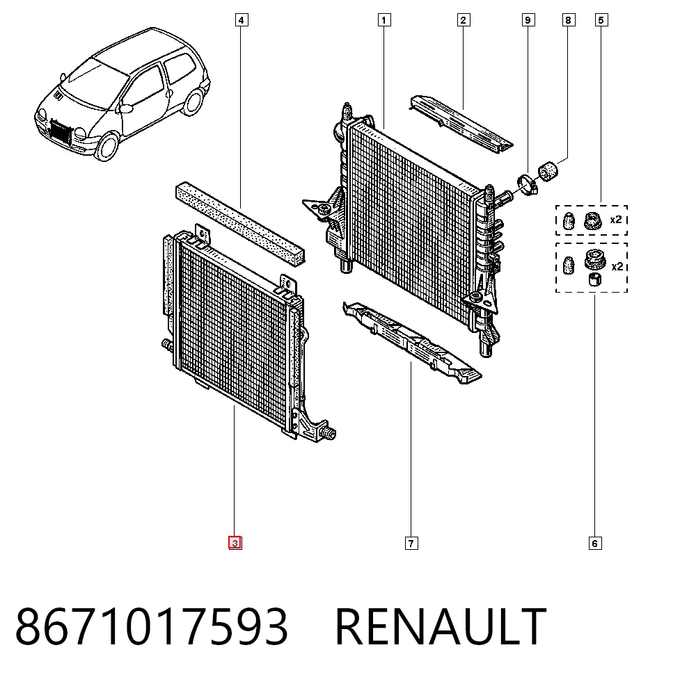 Radiador de aire acondicionado Renault Twingo I (1992-2007)
