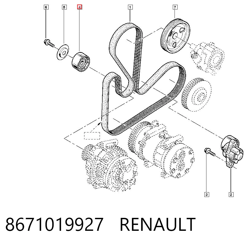 Polea tensora auxiliar de la correa poly V 8671019927 RENAULT