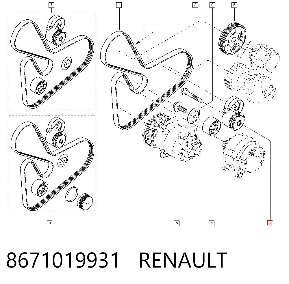 Tensor de correa de accesorios 8671019931 RENAULT