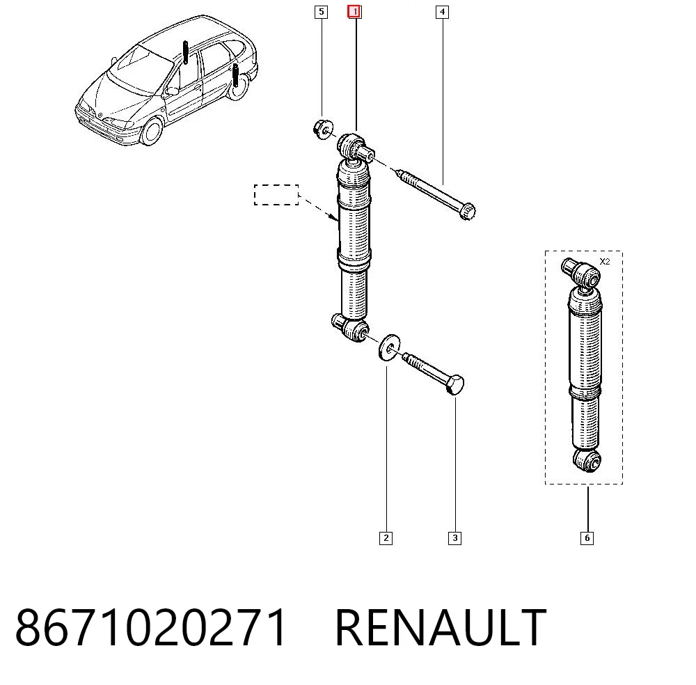 Amortiguador trasero 8671020271 RENAULT
